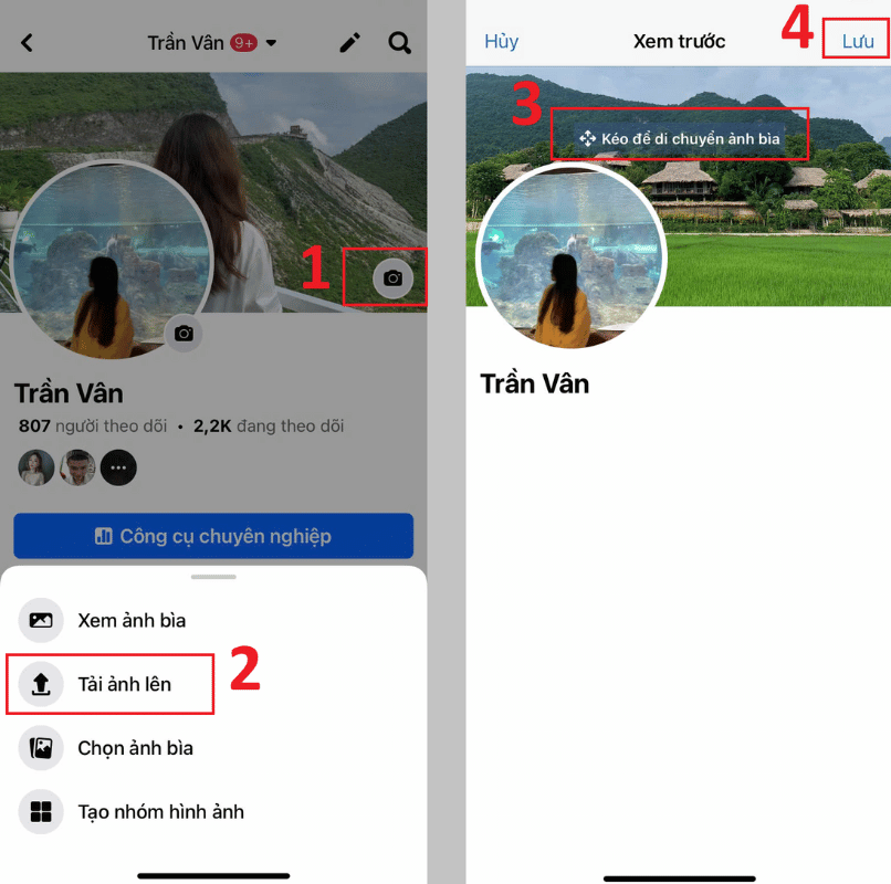 Cách đổi ảnh bìa trên Facebook bằng điện thoại