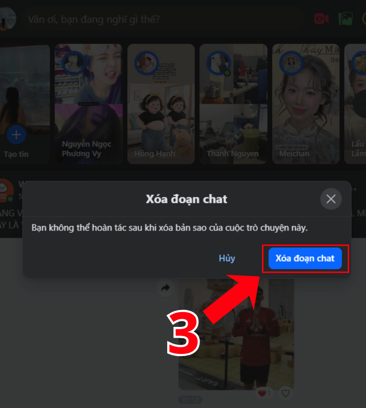 Cách xóa tin nhắn trên Facebook trên máy tính