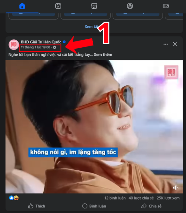 Nhấn vào dấu thời gian của bài đăng