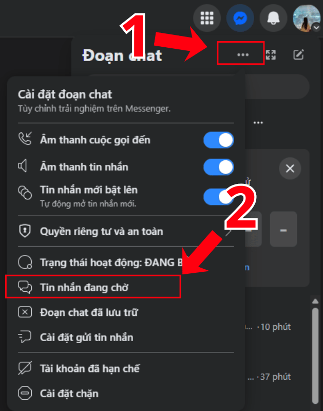 Cách xem tin nhắn chờ trên Facebook trên máy tính