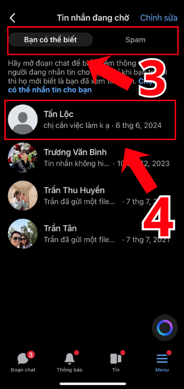Cách xem tin nhắn chờ trên Facebook trên điện thoại