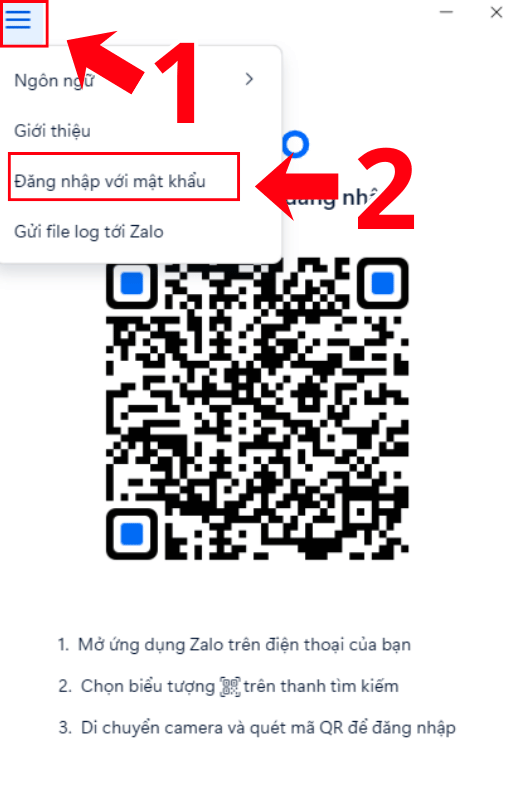 Nhấn đăng nhập với mật khẩu