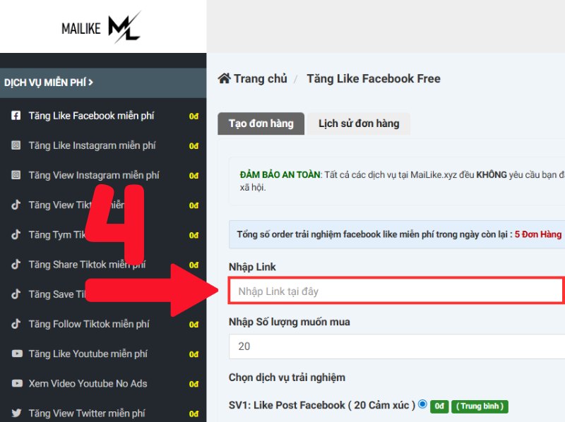 Dán đường link vừa sao chép lên Mailike