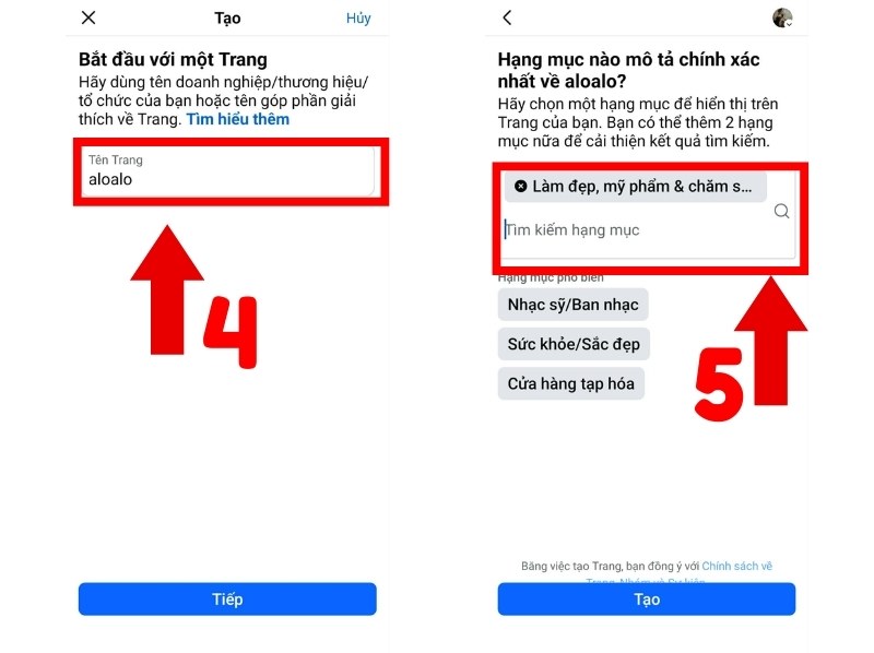 Tạo tên Fanpage