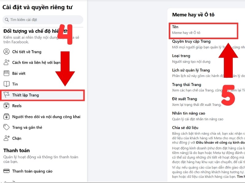 Thay đổi tên Fanpage bằng máy tính