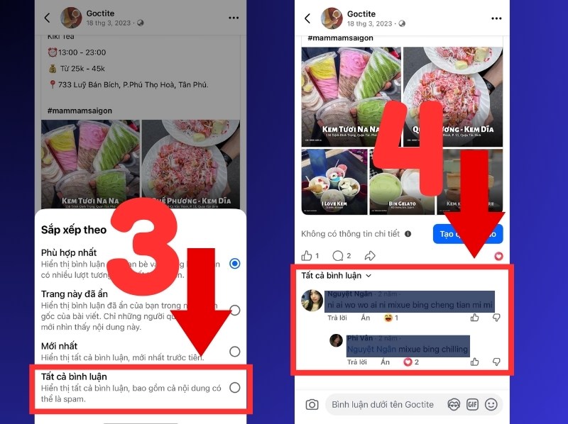 Bình luận bị ẩn đã hiển thị trở lại