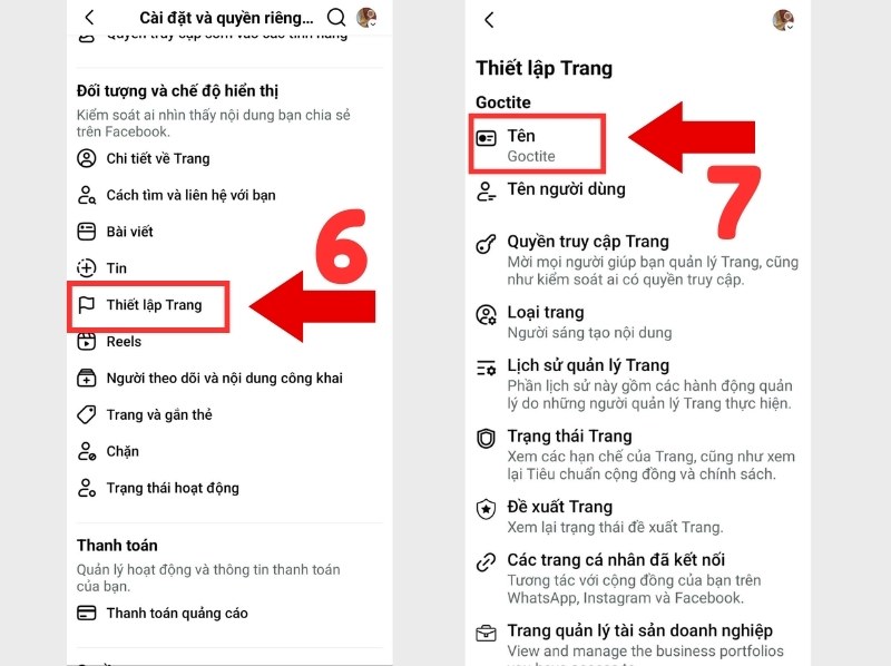 Cách đổi tên Fanpage bằng điện thoại