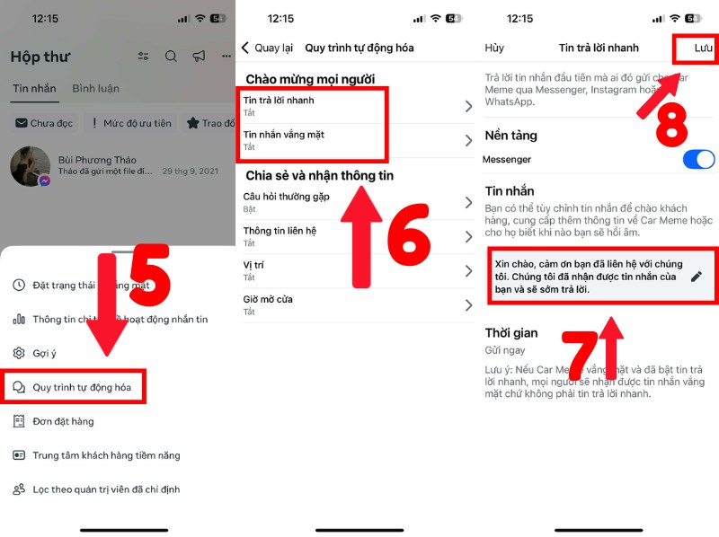 Cài đặt tin nhắn tự động fanpage