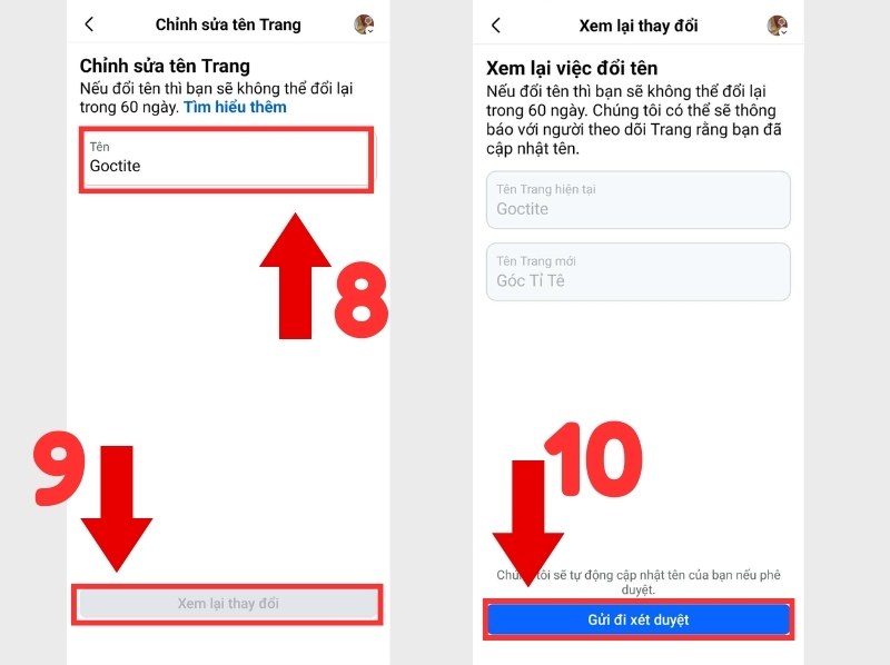 Chờ hệ thống xét duyệt tên Fanpage mới