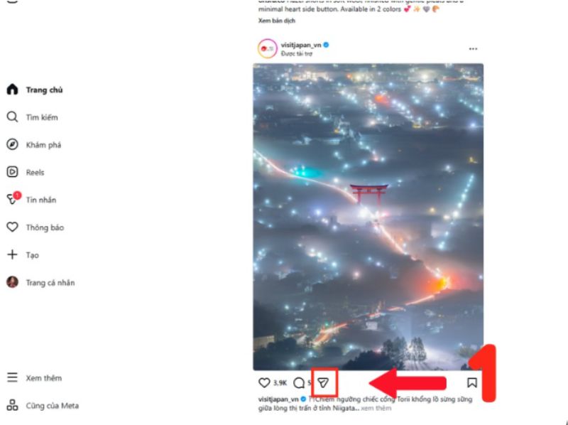 Chọn bài viết bạn muốn tăng like trên Instagram