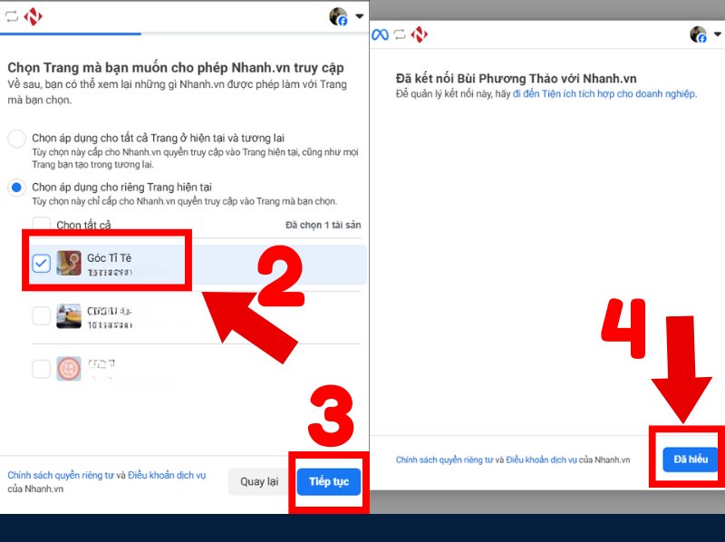 Chọn fanpage cần tạo chatbot