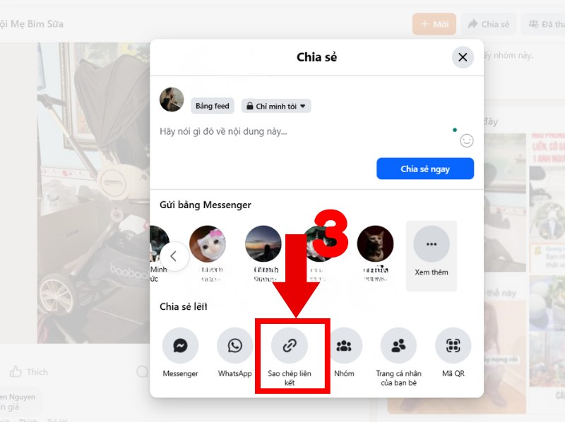 Sao chép liên kết group Facebook