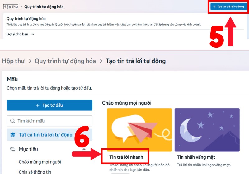 Tạo tin trả lời nhanh