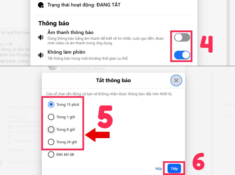 Tắt thông báo tin nhắn Facebook bằng máy tính