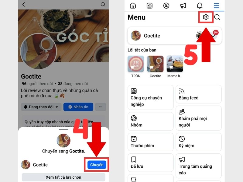 Vào mục Cài đặt Fanpage