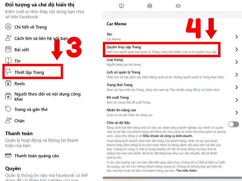 Vào quyền truy cập Trang