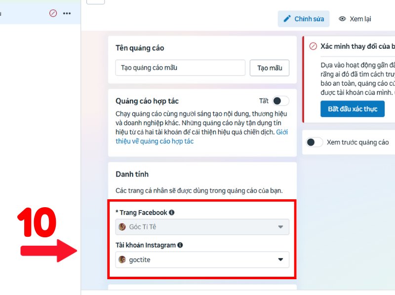 Cách chạy quảng cáo fanpage - Xác nhận danh tính