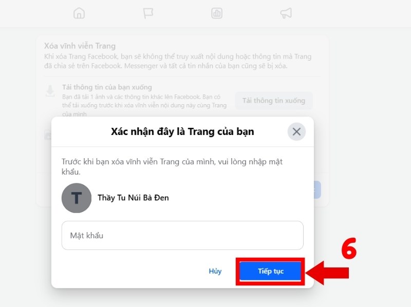 Xác nhận lại thông tin trang