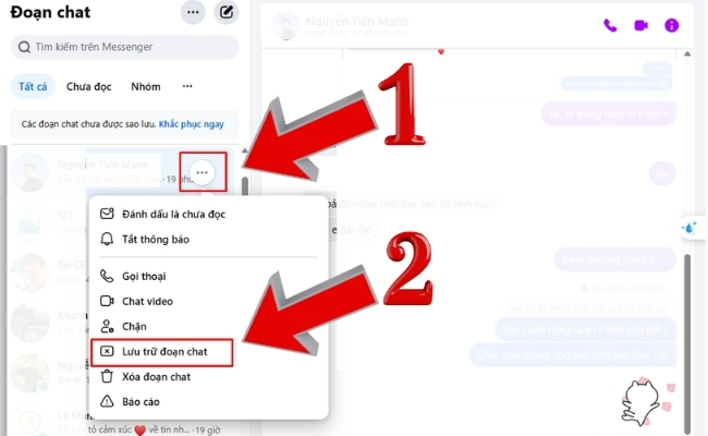 Cách lưu trữ tin nhắn trên facebook qua máy tính rất đơn giản