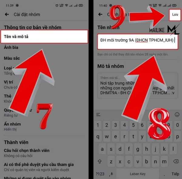 Đổi tên mà bạn mong muốn rồi ấn "Lưu"