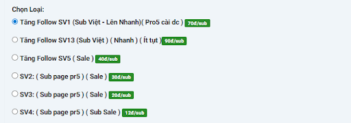 Đa dạng các loại và gói dịch vụ tăng Follow Facebook cá nhân