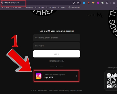 Truy cập vào đường link Threads hệ thống sẽ tự động cập nhập theo Instagram