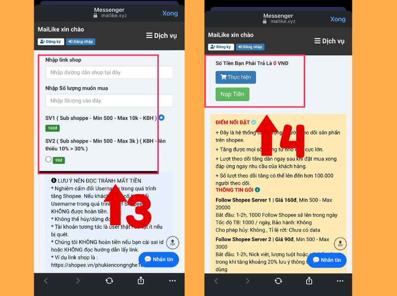 tăng follow shopee