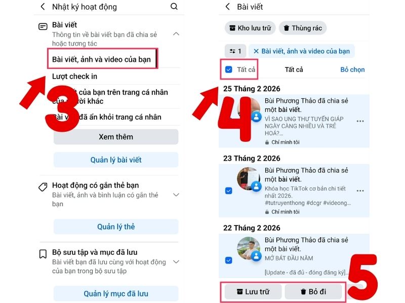 Xóa bài chia sẻ của bạn