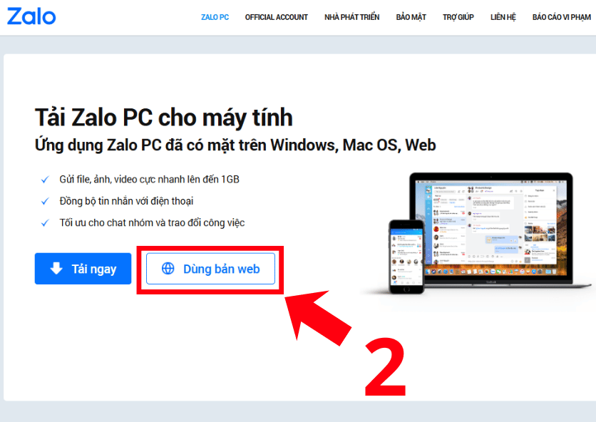 Đăng nhập tài khoản Zalo thứ 2 trên Web