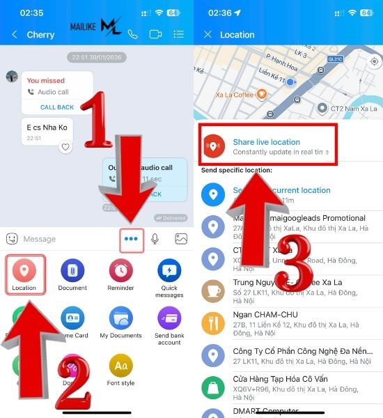 Cách chia sẻ vị trí trên Zalo hiện tại, chỗ mình đang đứng
