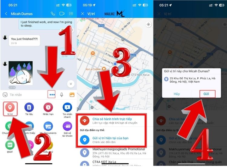 Cách gửi định vị trên zalo ngay trên app