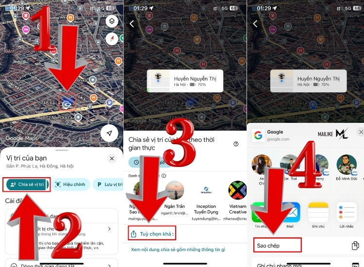 Cách gửi vị trí qua zalo trên google maps với vị trí hiện tại