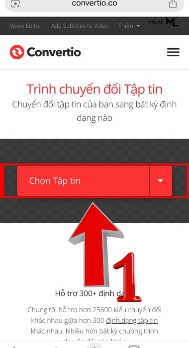 Ấn vào "Chọn tập tin"