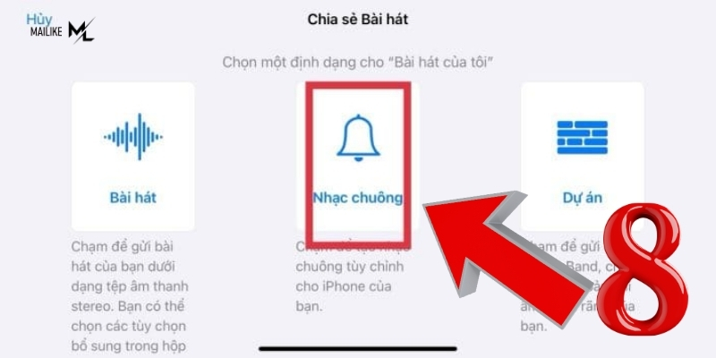 Chọn vào mục “nhạc chuông”
