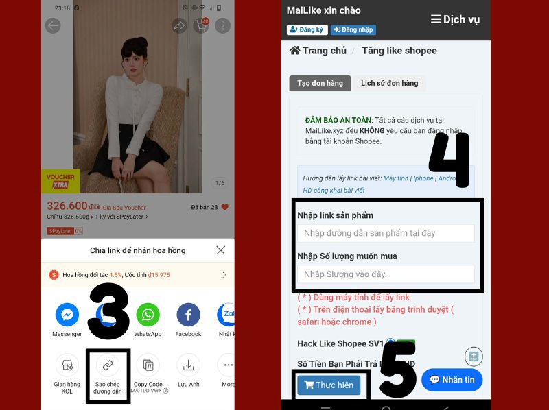Tăng like shopee 