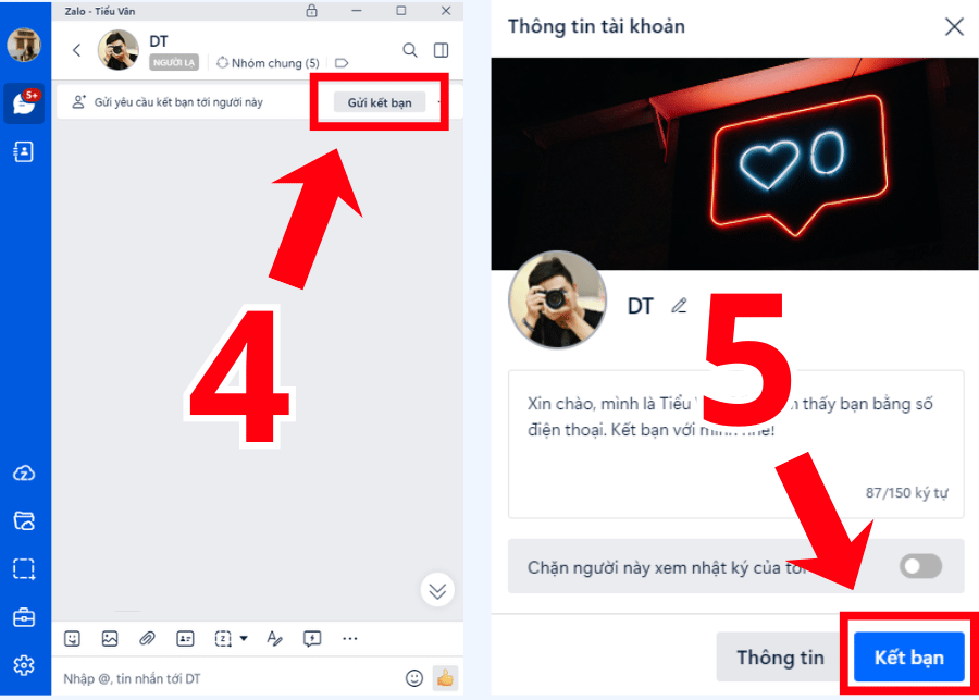 Gửi lời mời kết bạn