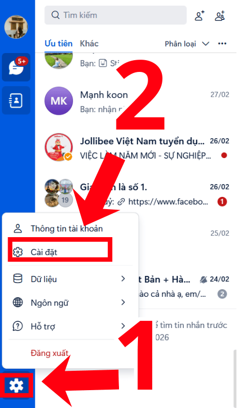 Cách chặn tin nhắn người lạ trên Zalo bằng máy tính