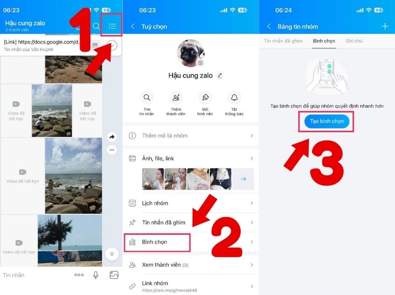 cách tạo bình chọn trên zalo