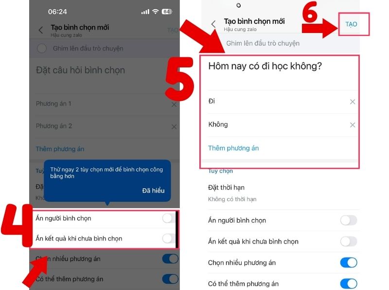 cách tạo bình chọn trên Zalo
