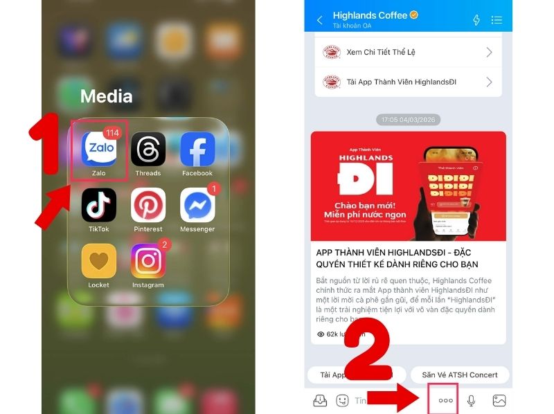cách gửi danh thiếp zalo