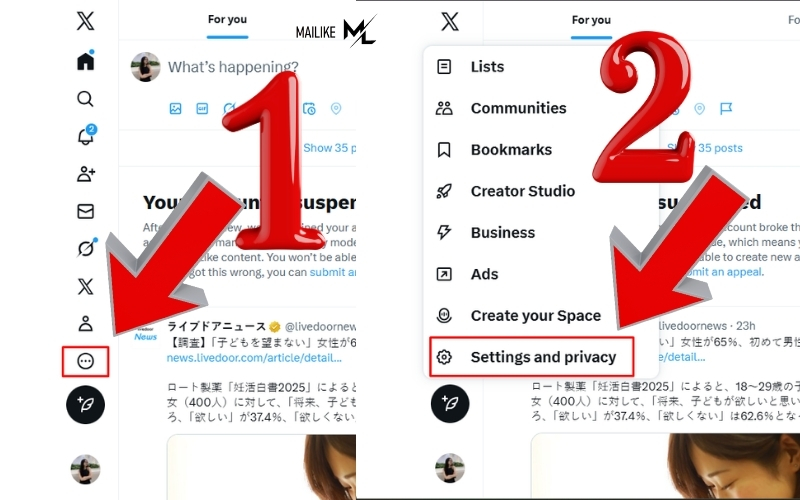 Tìm mục Settings and privacy