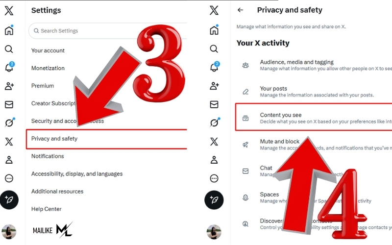 Chọn Privacy and safety
