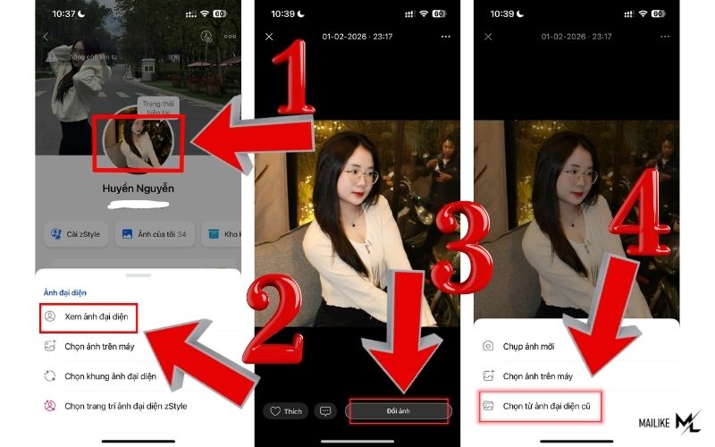 Vào trang cá nhân để chọn những ảnh đại diện cũ