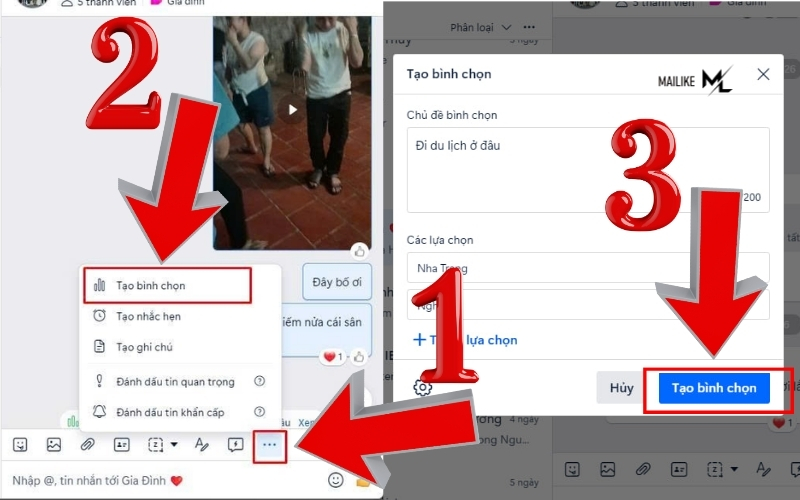 Cách tạo bình chọn Zalo trên máy tính