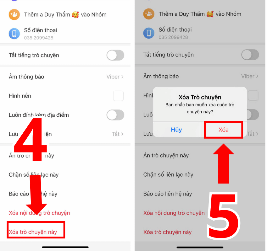 Xác nhận xóa liên lạc