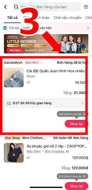 Xem đơn hàng cần theo dõi