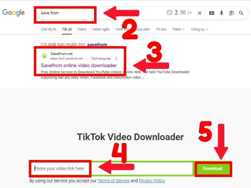 Dán liên kết vào ô nhập dữ liệu trên website