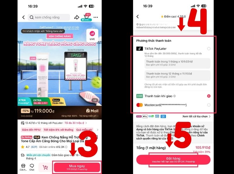 cách mua hàng trên tiktok