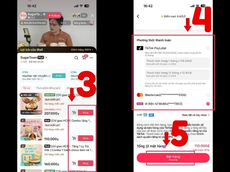 cách mua hàng trên tiktok
