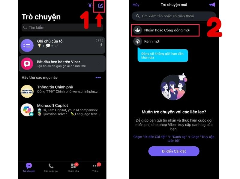 cách tạo nhóm Viber